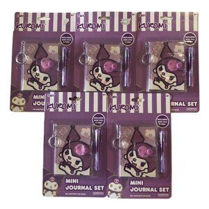 Kuromi Mini Journal 30 sheets with Keyring + Mini Gel Pen Set of 5 Sanrio